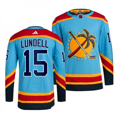 Florida Panthers tröja Anton Lundell 15 Adidas 2022-23 Blå Reverse Retro 2.0 Authentic - NHL Tröjor Herr